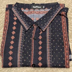 Men's Black and Red Patterned Shirt